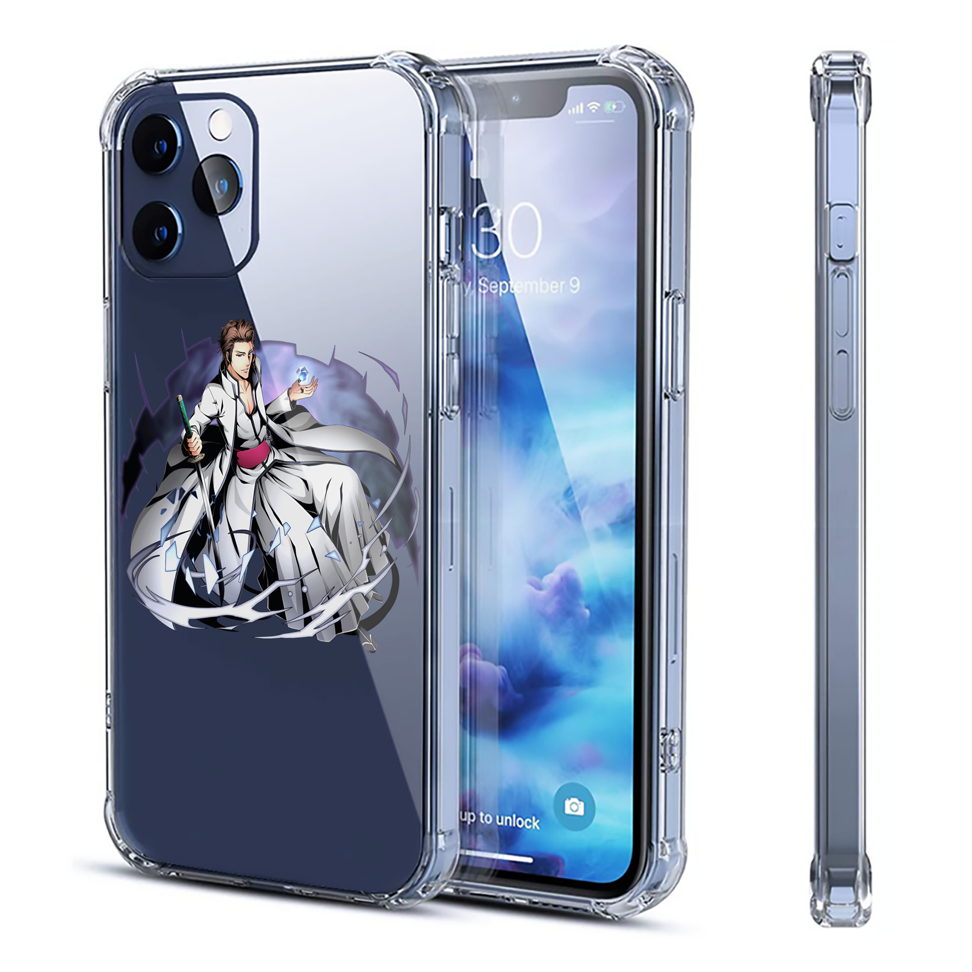 （画像用） ブリーチ 藍染 惣右介（あいぜん そうすけ） BLEACH Aizen Sousuke 【iPhone 12シリーズ対応】透明スマホケース（クリアソフトケース）